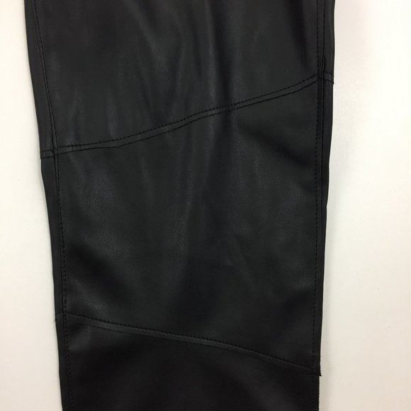 NWT ZARA Black THE BIKER PANT Faux Leather Silver Zip Pockets & Back Hem - Picture 5 of 10